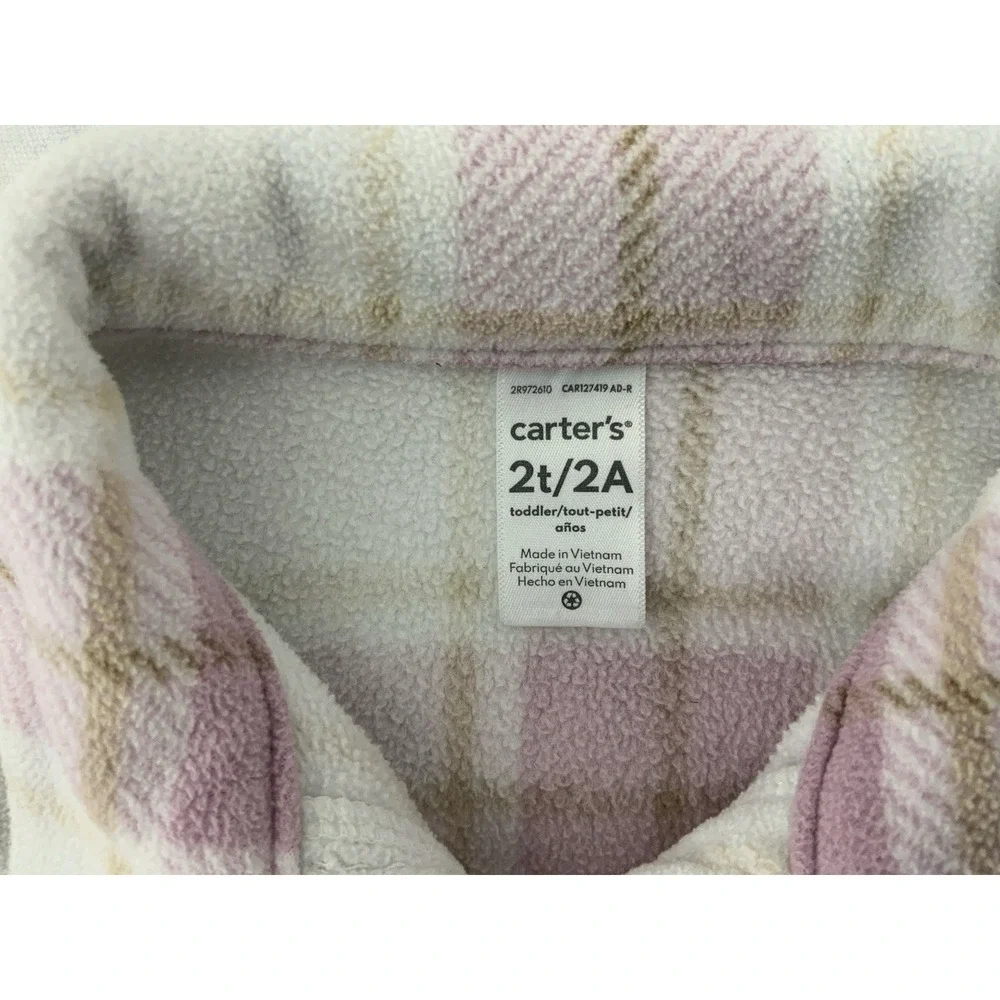 Carter's Toddler Girl Size 2T Pink‎ Plaid Flannel Button Up Shirt